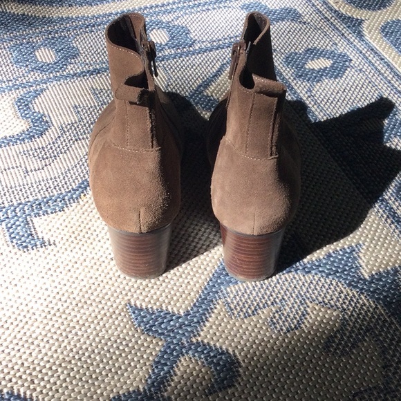 Taupe Suede Block Heel Boots - Picture 5 of 7